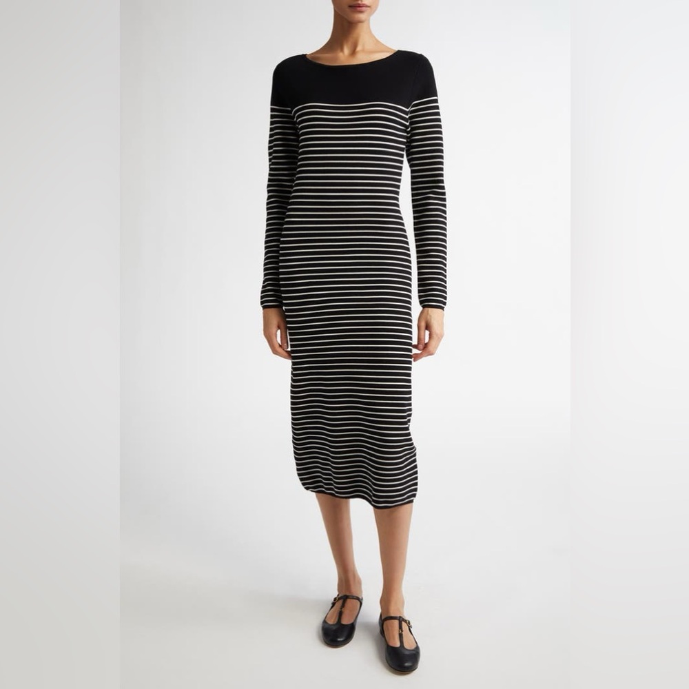 Max Mara Studio • Flipper Stripe Long Sleeve Midi Sweater Dress NWOT